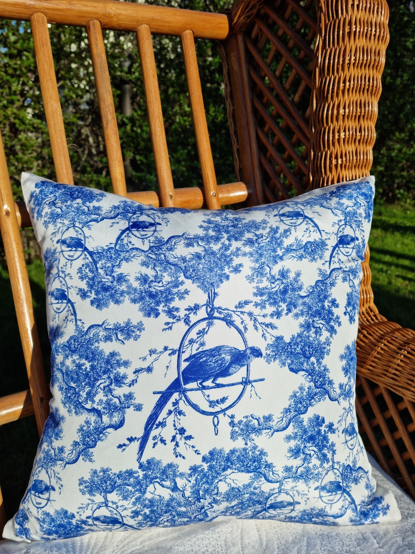 Toile de Jouy silk cushion cover ''Castlebird'' - House of Castlebird Rose