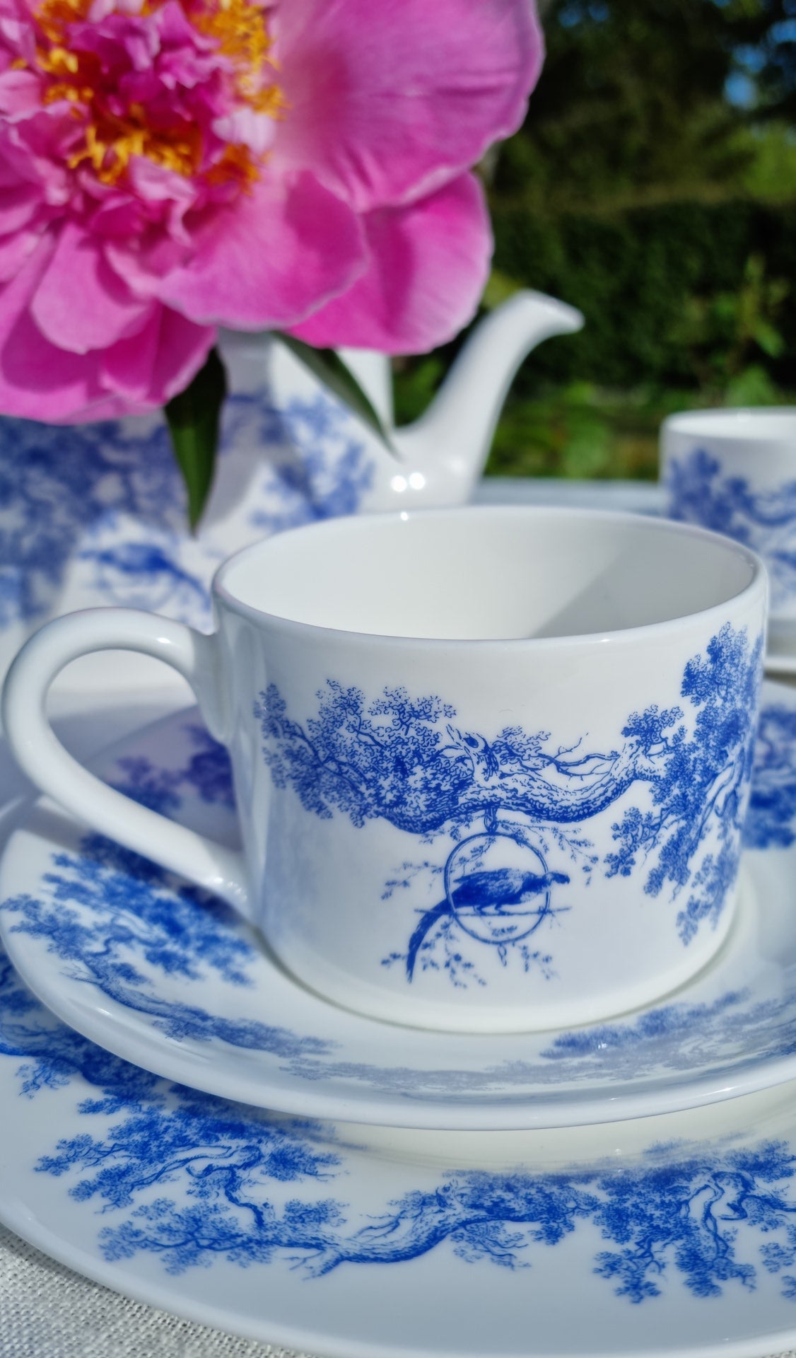 Toile de Jouy Tea-For-Two set ''Castlebird'' - House of Castlebird Rose