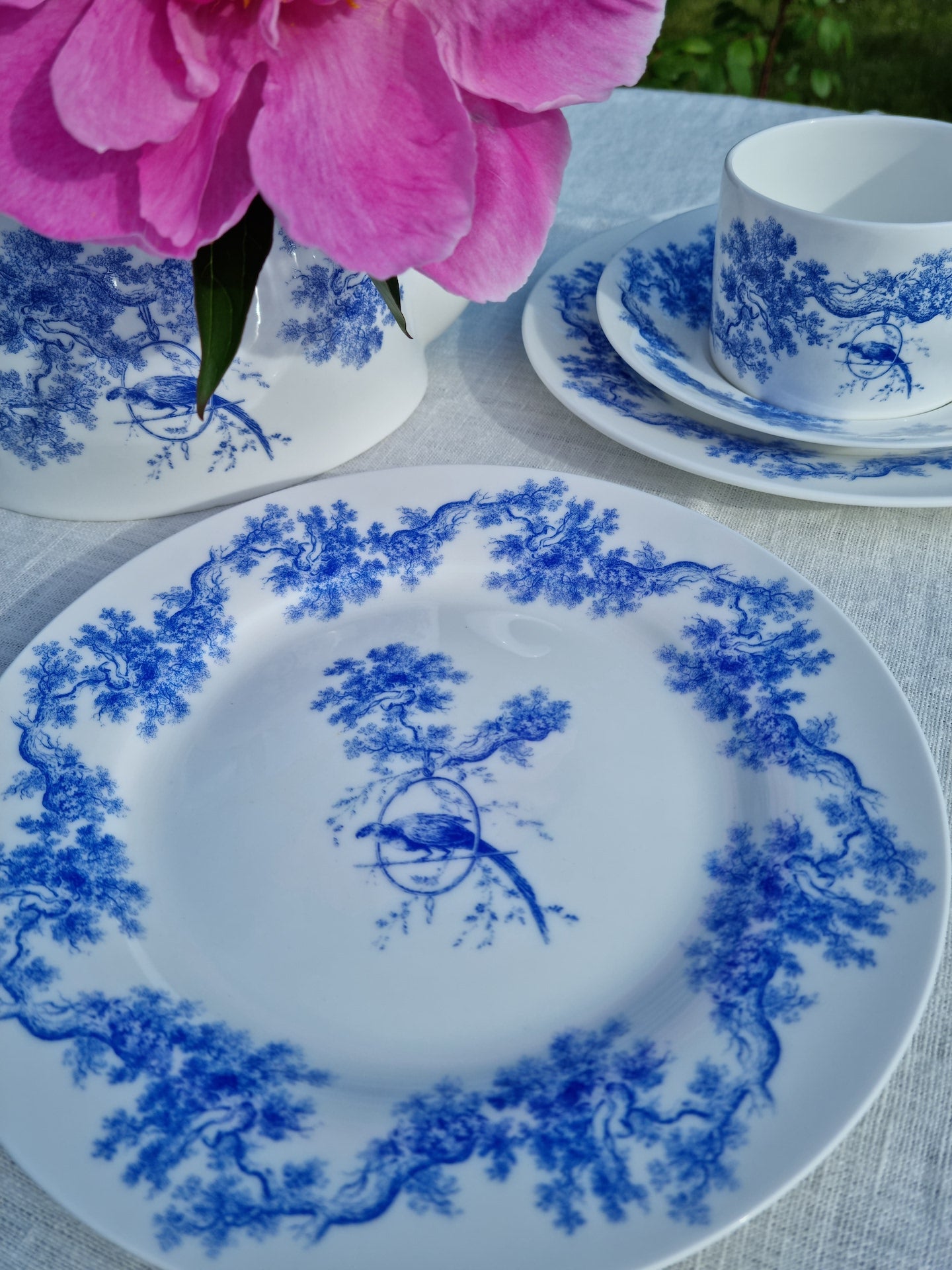 Toile de Jouy Tea-For-Two set ''Castlebird'' - House of Castlebird Rose
