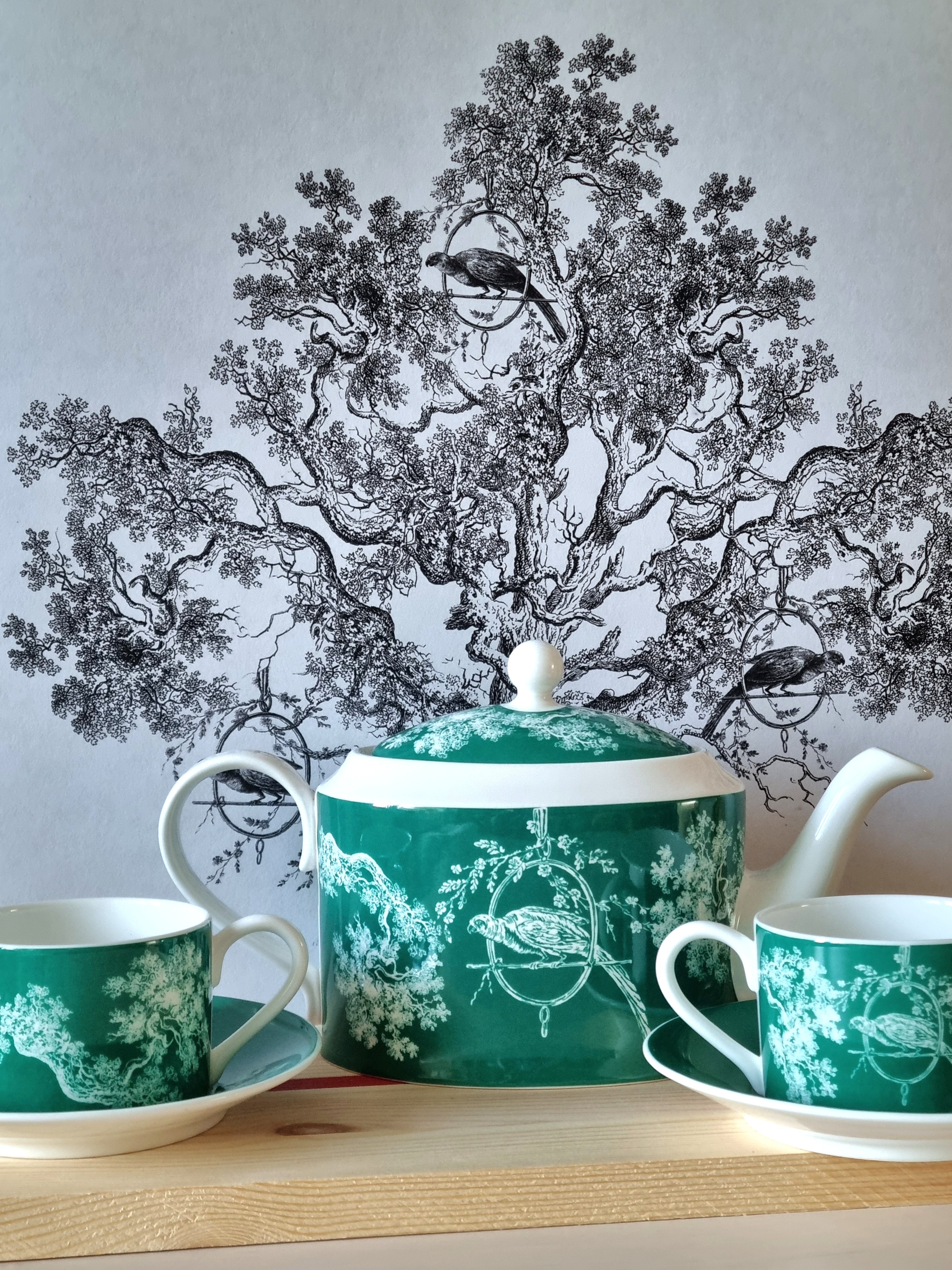 Porcelain Tea Set in Blue Green