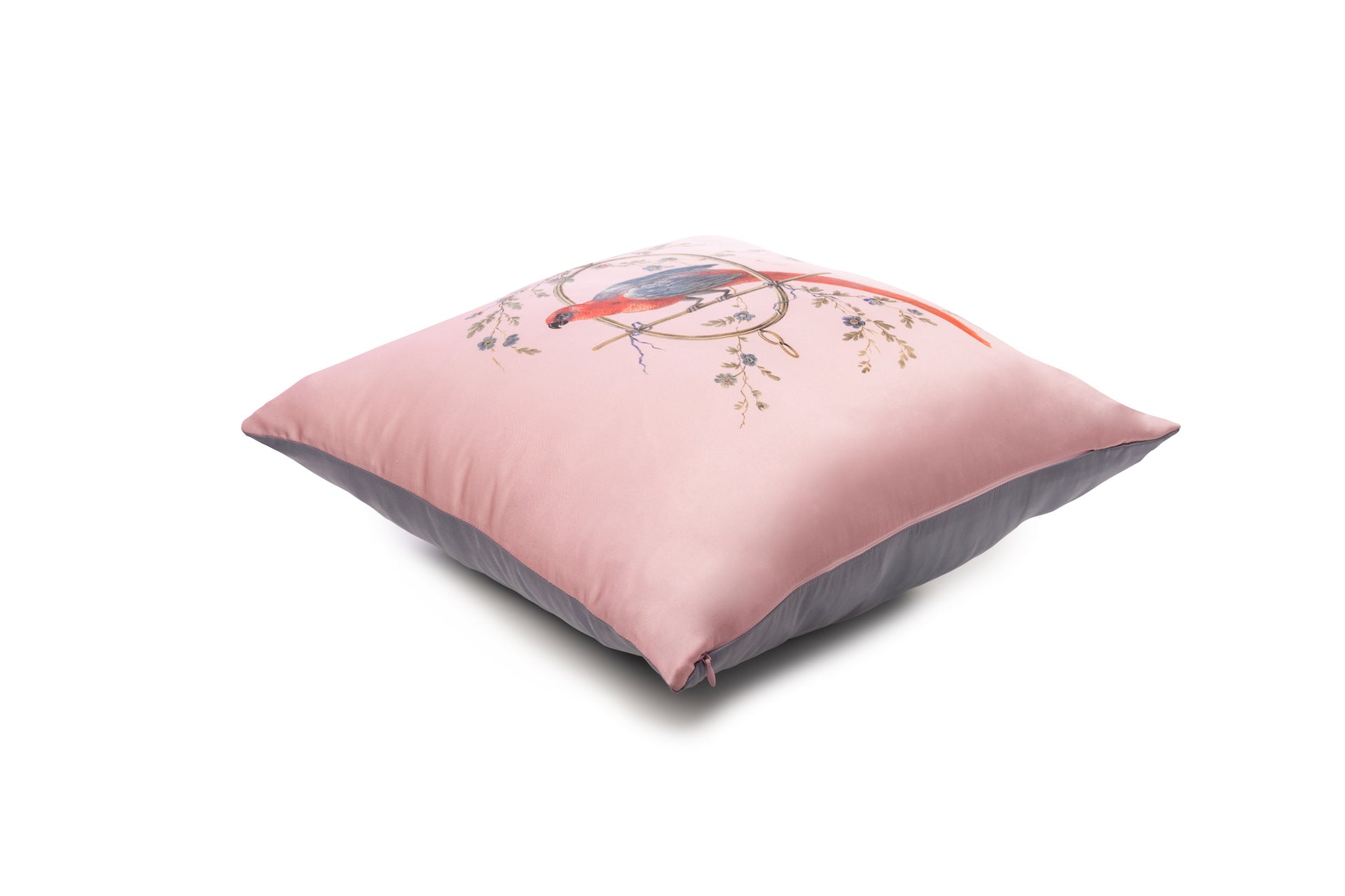 Silk Cushion French Pink ''Le Perroquet'' - House of Castlebird Rose